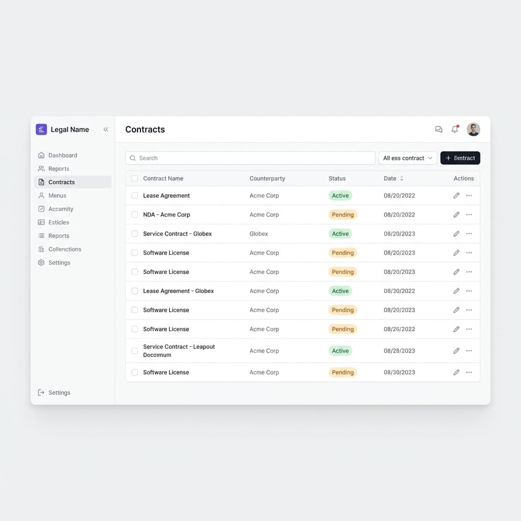 Tela do Imobi Contract com fluxo de contratos imobiliários